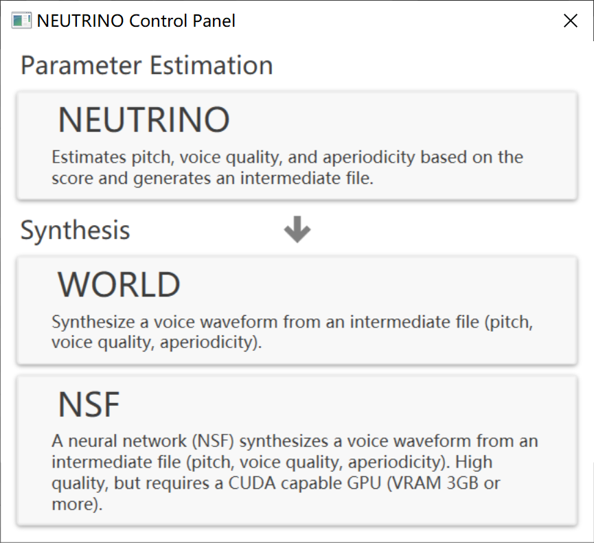 neutrino control panel